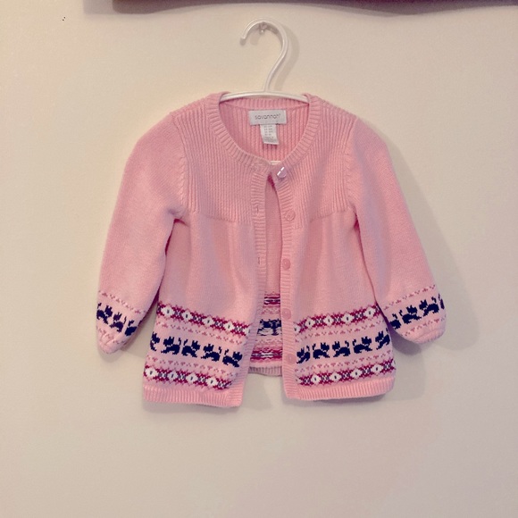 Savannah Pink Knit Fair Isle Dog Pattern Sweater - Picture 2 of 6